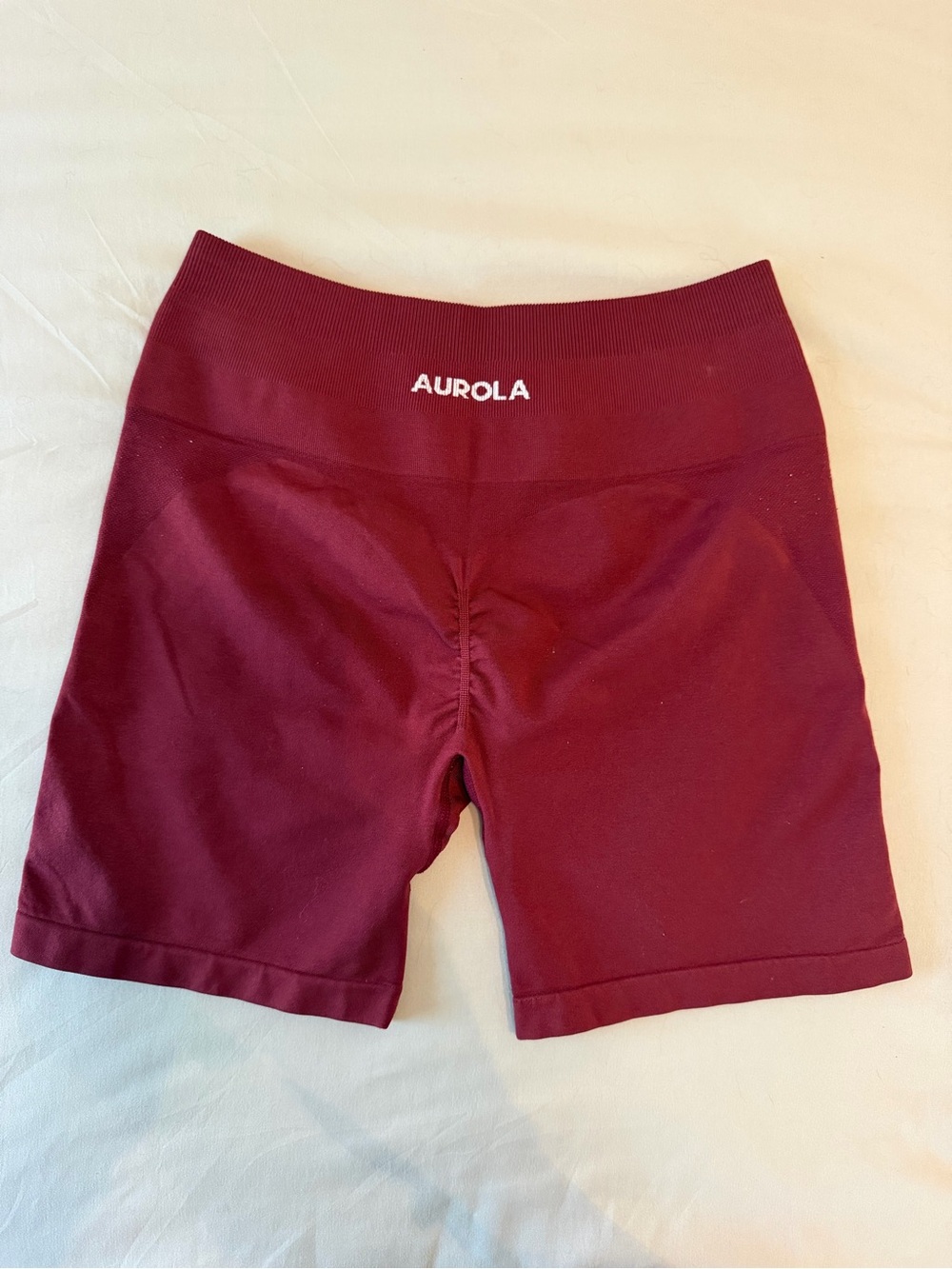 Aurola Women's Wine Red High-Waist Bike Shorts